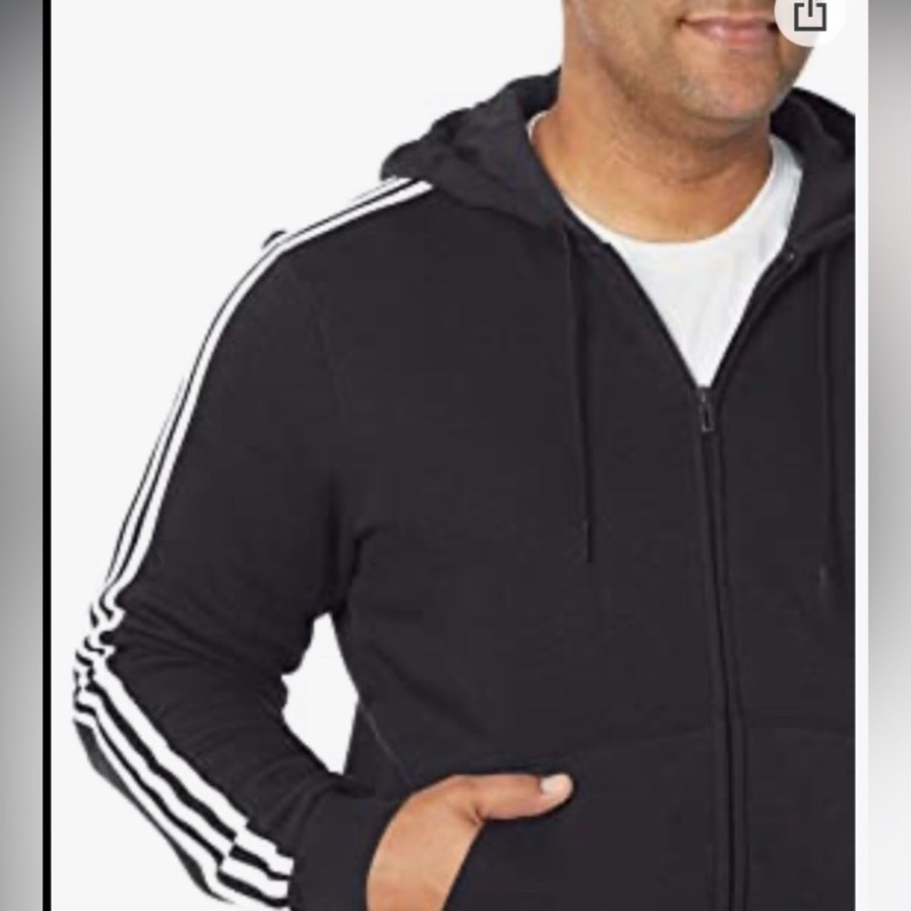 Black Full Zip Hoodie | Adidas - Picture 4 of 7